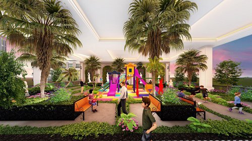 Sunshine Garden thu hẹp diện tích thương mại để xây dựng vườn sinh hoạt cộng đồng cho cư dân.